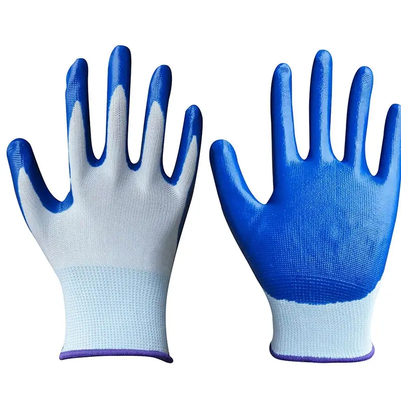 Wear resistant, rubber resistant, anti slip nylon nitrile gloves for labor and work